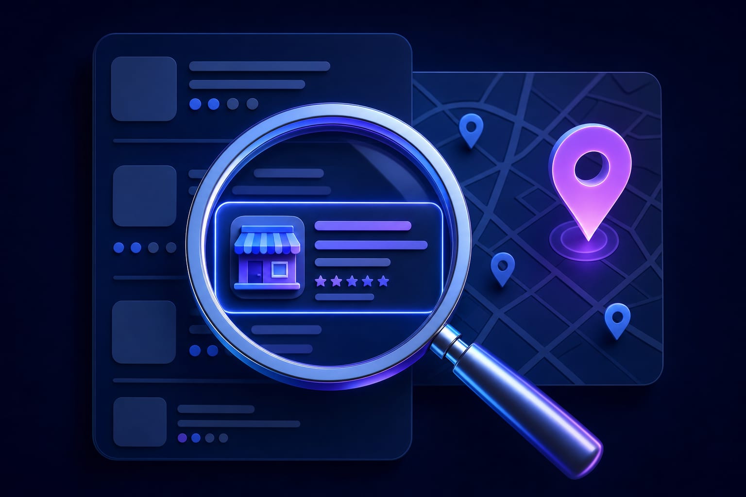 Illustration of a local business appearing in Google search results