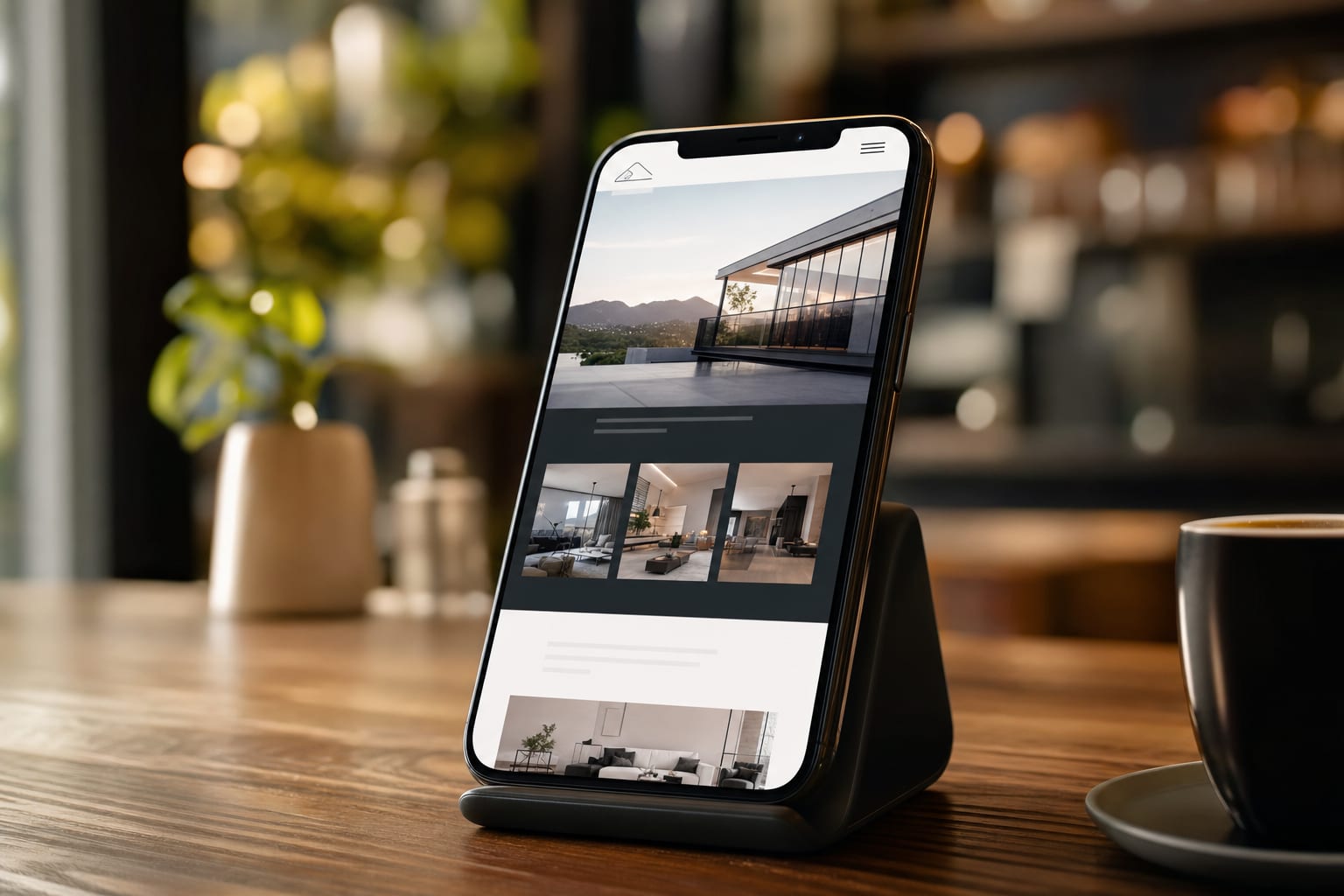 A smartphone showing a responsive small-business website